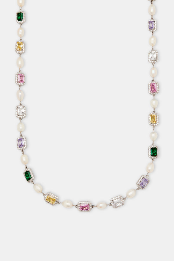 Multi Colour Gemstone Freshwater Pearl Necklace
