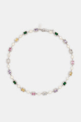 Multi Colour Gemstone Freshwater Pearl Necklace