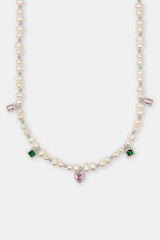 Pink & Green Mixed Gem Freshwater Pearl Necklace - 6mm