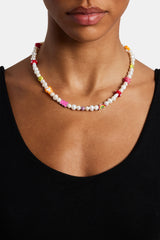 Pink Mixed Motif Bead Freshwater Pearl Necklace