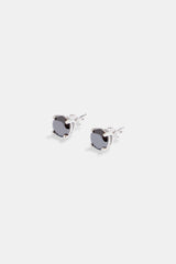 Iced Round Stud Earrings - Black