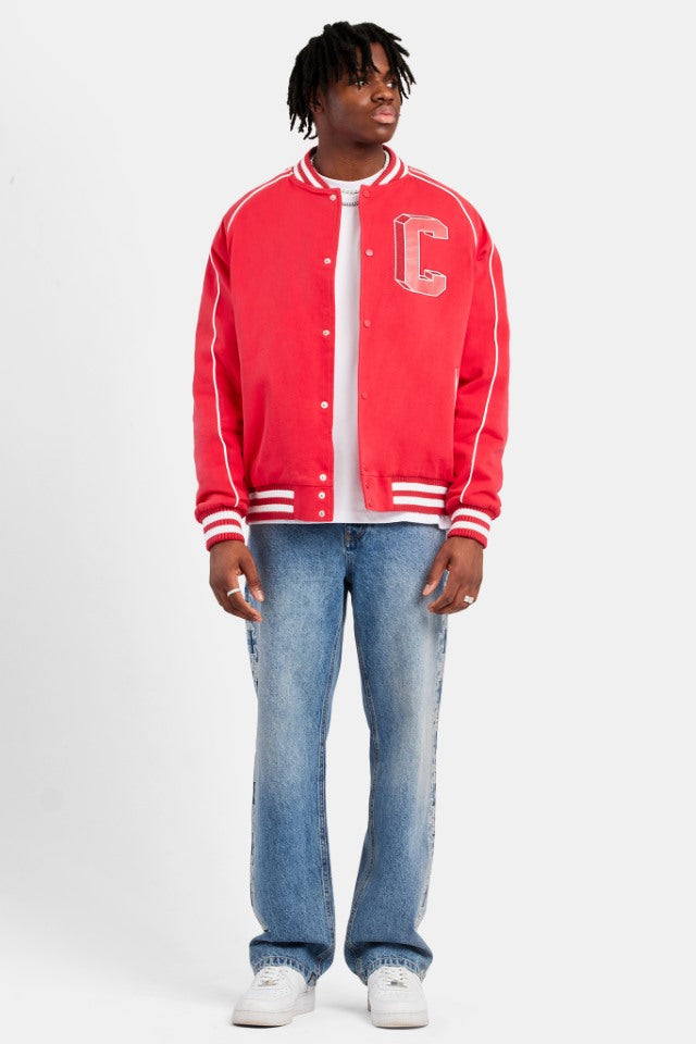 Varsity Bomber Jacket - Red