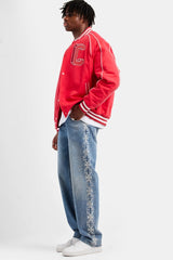 Varsity Bomber Jacket - Red