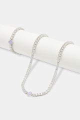 Womens Lilac Motif Tennis Chain + Bracelet