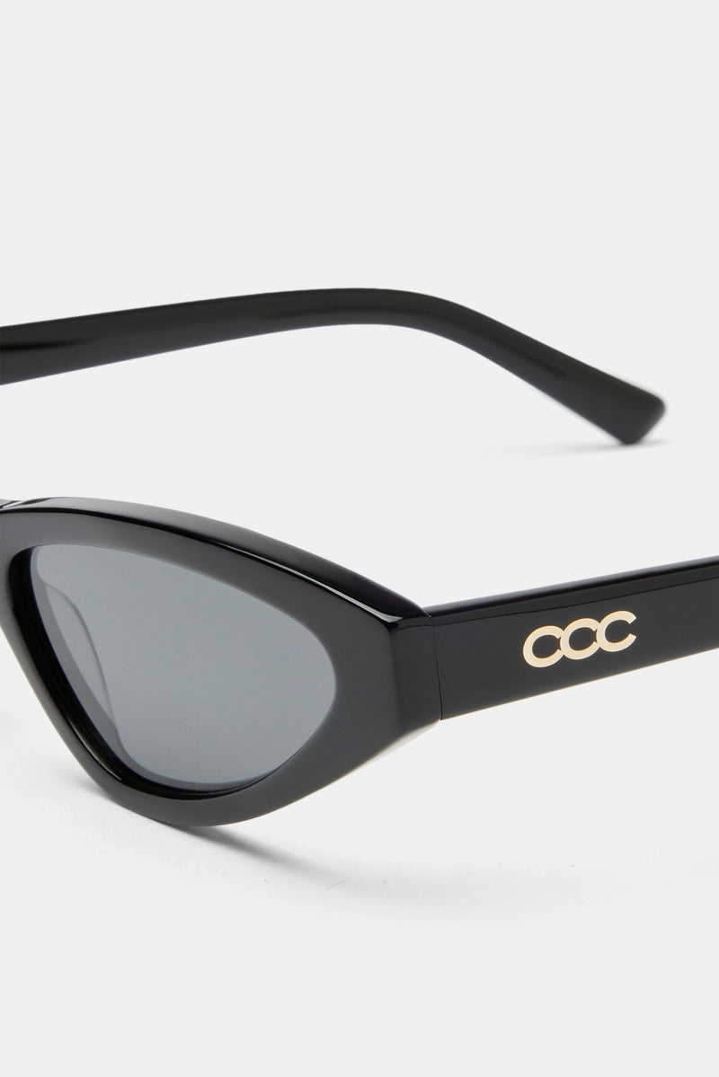 Skinny Tortoiseshell Sunglasses - Black