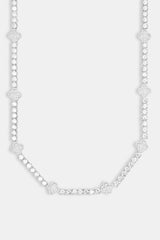 Womens Iced Motif Tennis Chain - White 5mm