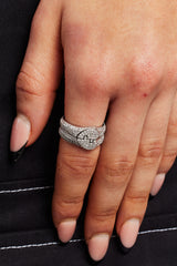 Womens Iced Connecting Heart Ring