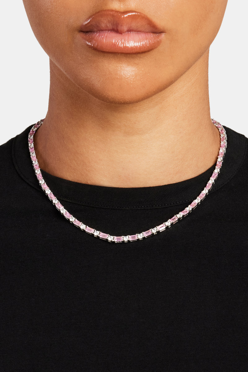 2mm Pink And White Tennis Chain