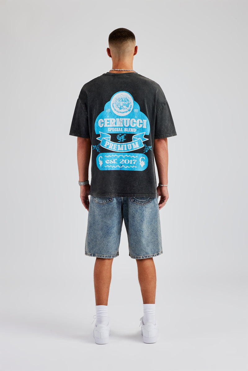 Vintage Wash Spirit Oversized T-Shirt - Charcoal