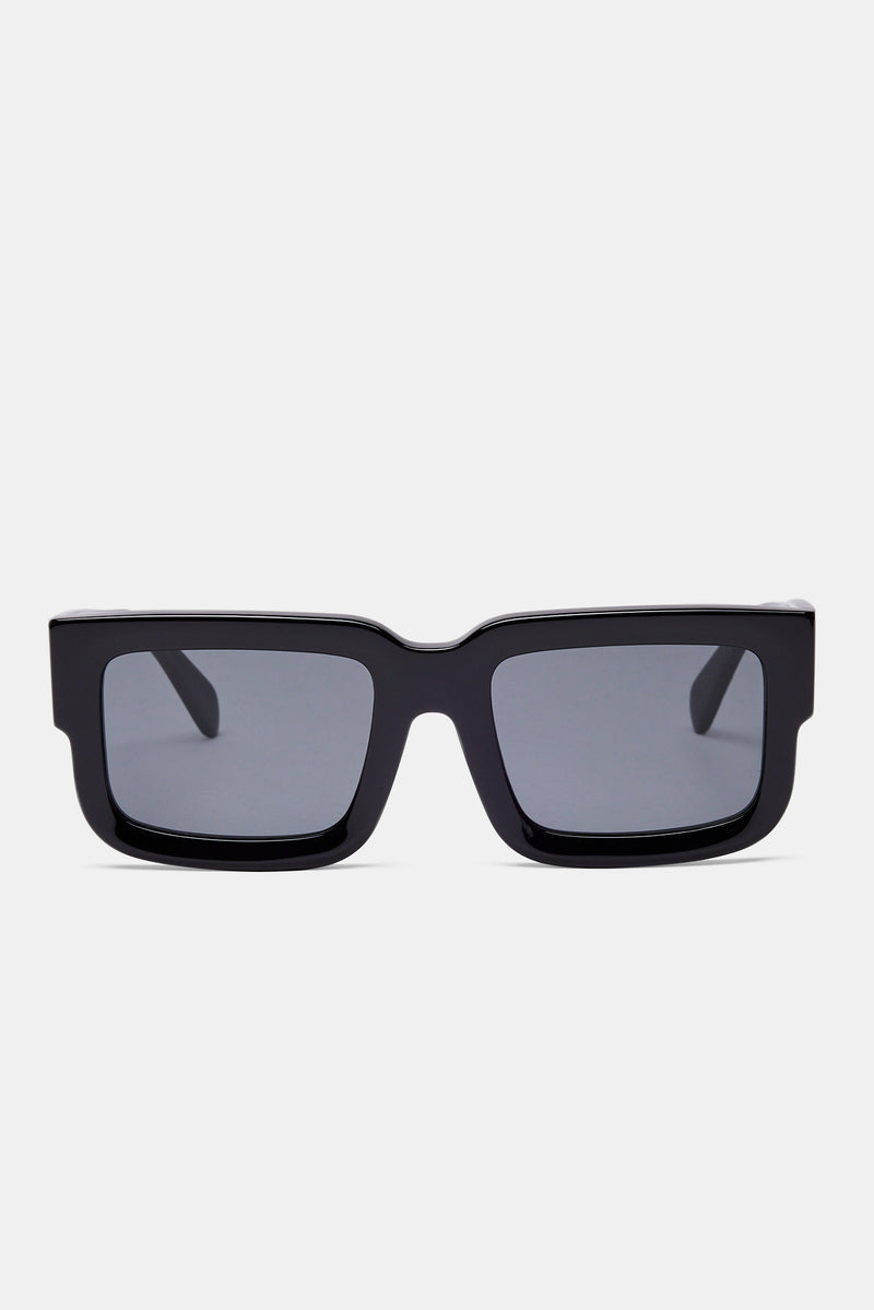 Oversized Thick Frame Acetate Sunglasses - Black