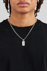 Polished Cross Outline Dog Tag Necklace - 25mm