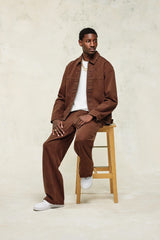 Contrast Logo Twill Harrington Jacket & Trouser - Chocolate