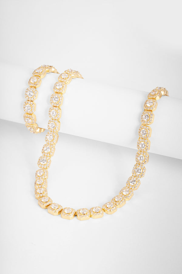 10mm Clustered Tennis Chain + Bracelet Bundle - Gold