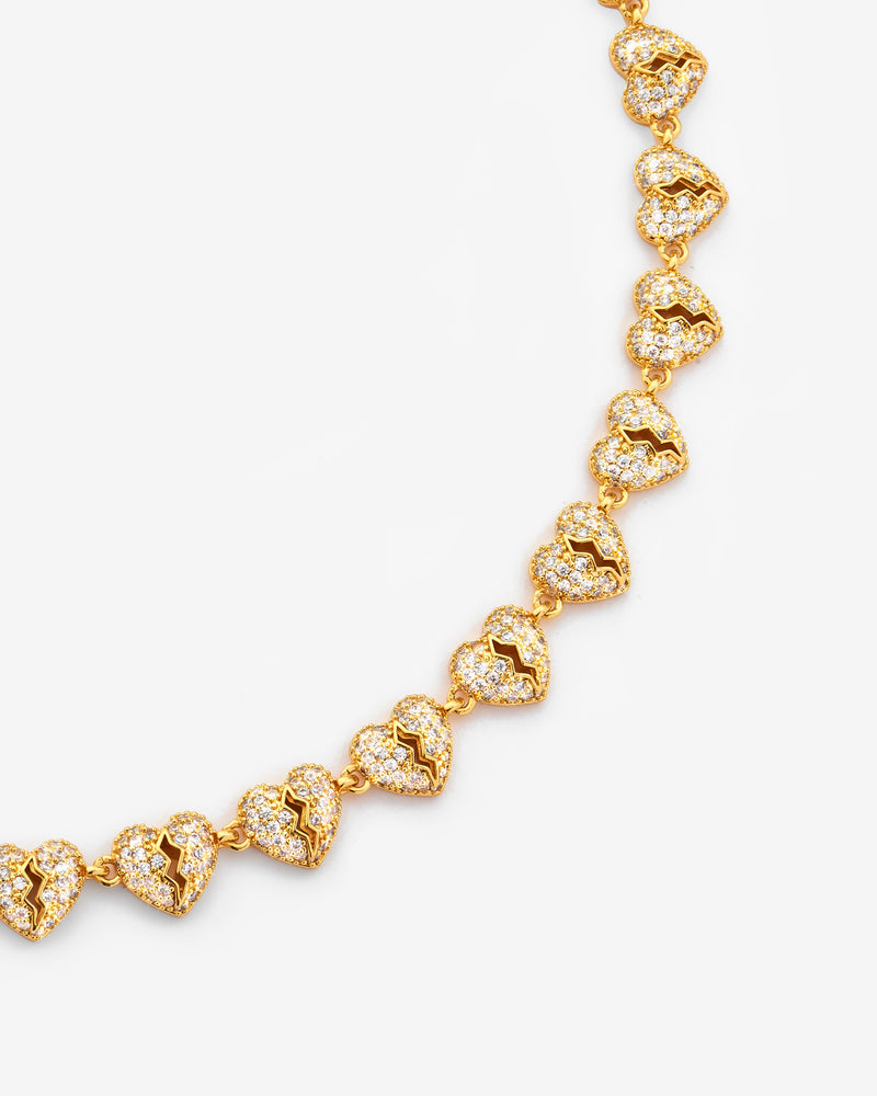 10mm Iced Broken Heart Allway Chain - Gold