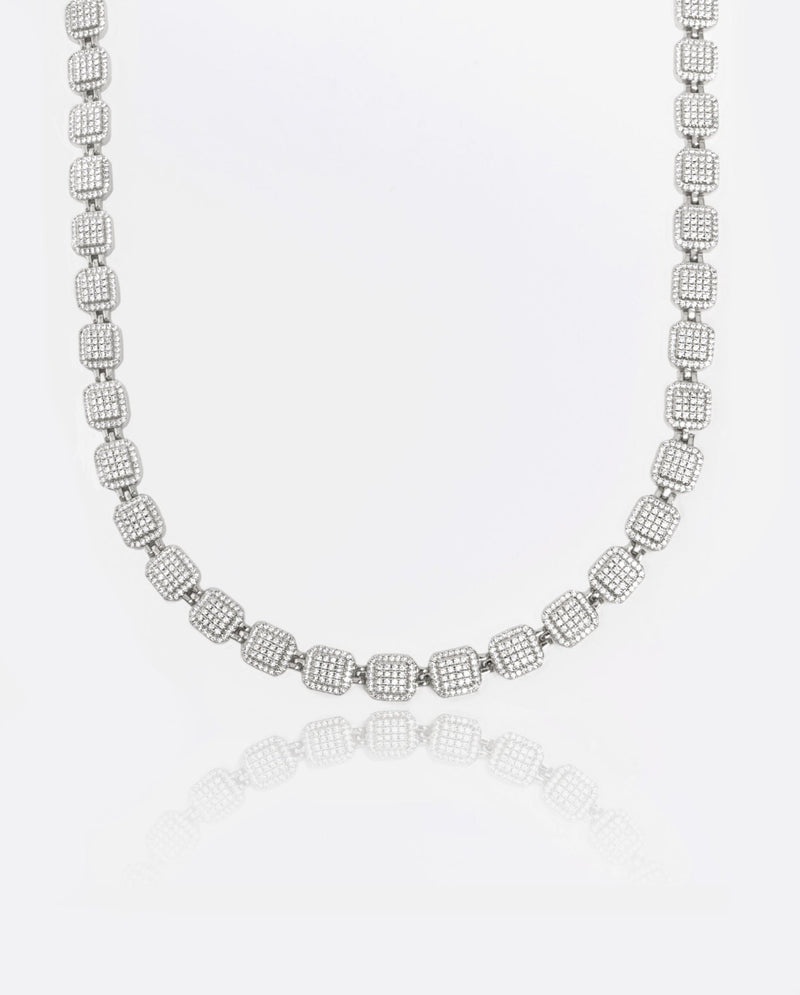 10mm Iced Cushion Link Chain - White Gold - Cernucci