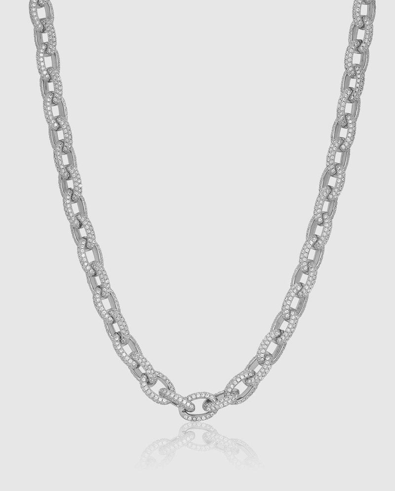 10mm Rolo Link Chain - White Gold - Cernucci