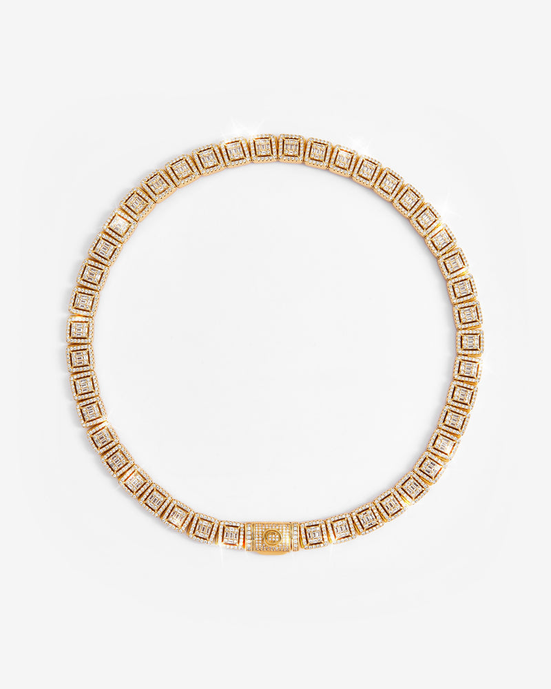 12mm Clustered Tennis Chain - Gold