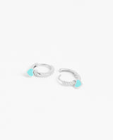 12mm Iced Turquoise Enamel Drop Heart Huggie Hoop Earrings