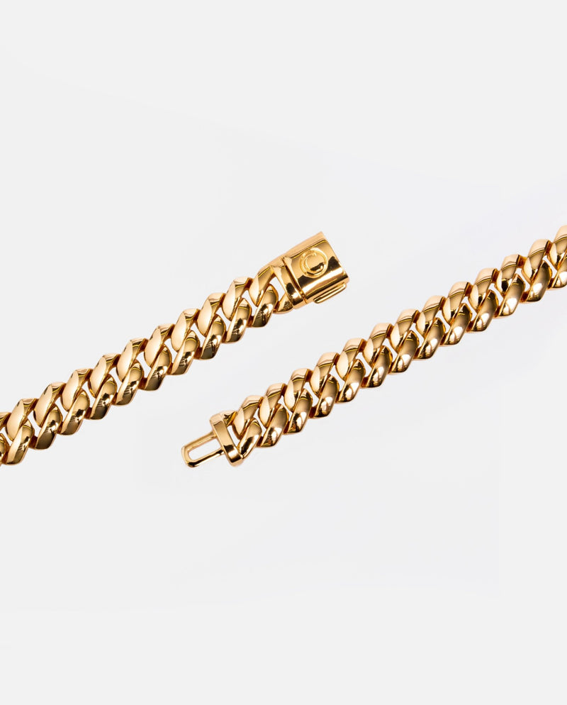 14mm Miami Prong Link Chain - Gold - Cernucci