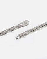 15mm Baguette Cuban Link Chain - White Gold - Cernucci