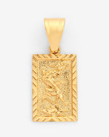 23mm Embossed Textured Tiger Pendant - Gold