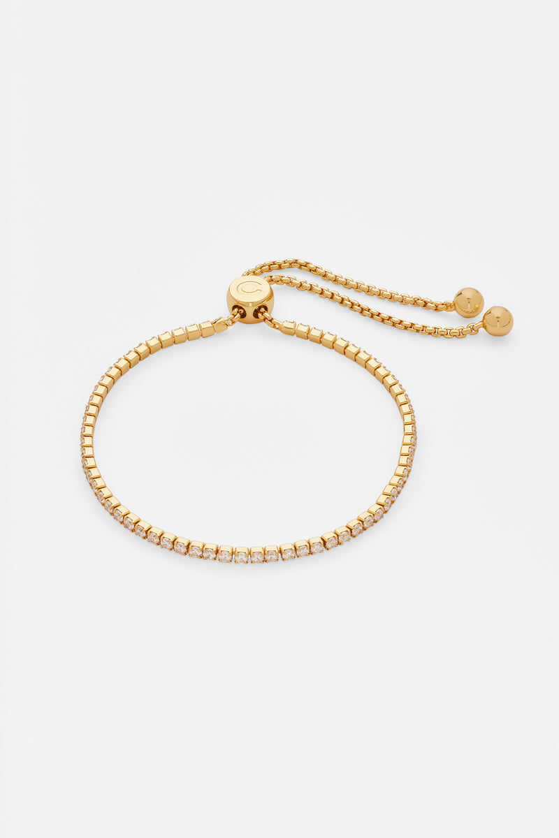 2mm Tennis Toggle Bracelet - Gold