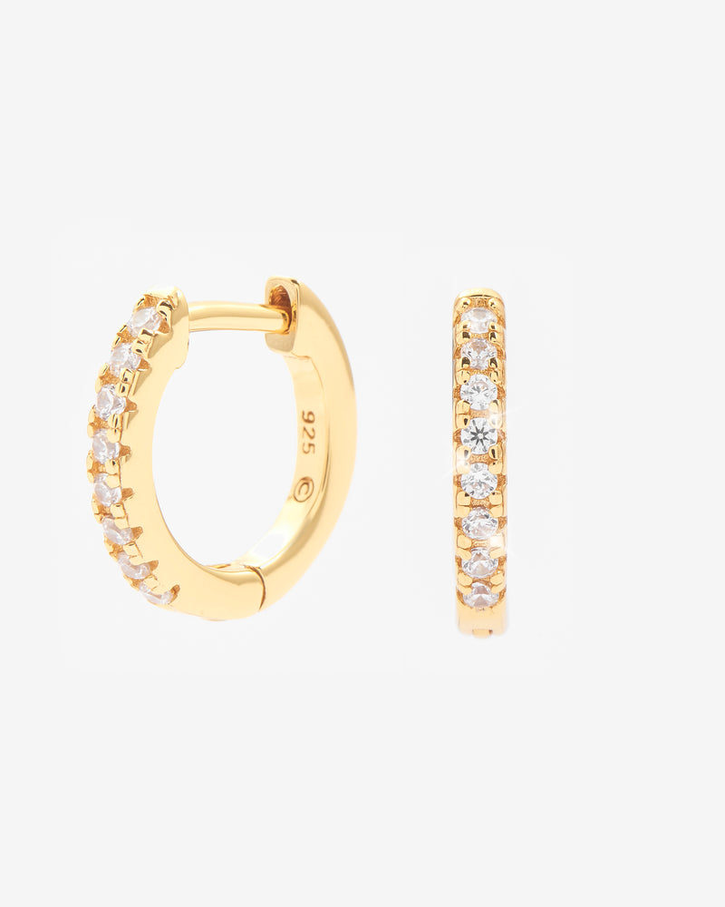 2mm Iced Hoop Earrings - Gold