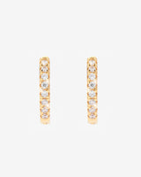 2mm Iced Hoop Earrings - Gold