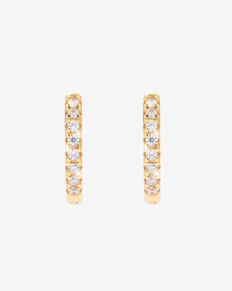 2mm Iced Hoop Earrings - Gold