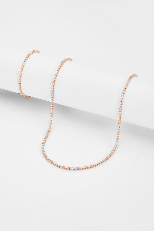 2.5mm Micro Tennis Chain + Bracelet Bundle - Rose Gold