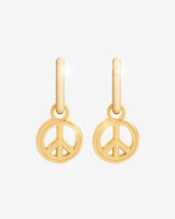 2 Pack Happy & Peace Huggie Hoop Earrings - Gold