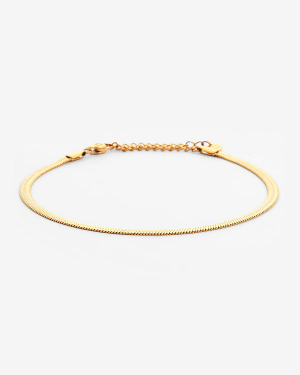 4mm Herringbone Anklet - Gold