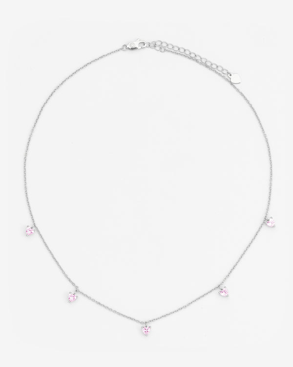 5 Heart Pink Stones Necklace