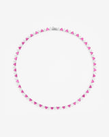 5mm White & Pink Heart Tennis Link Chain