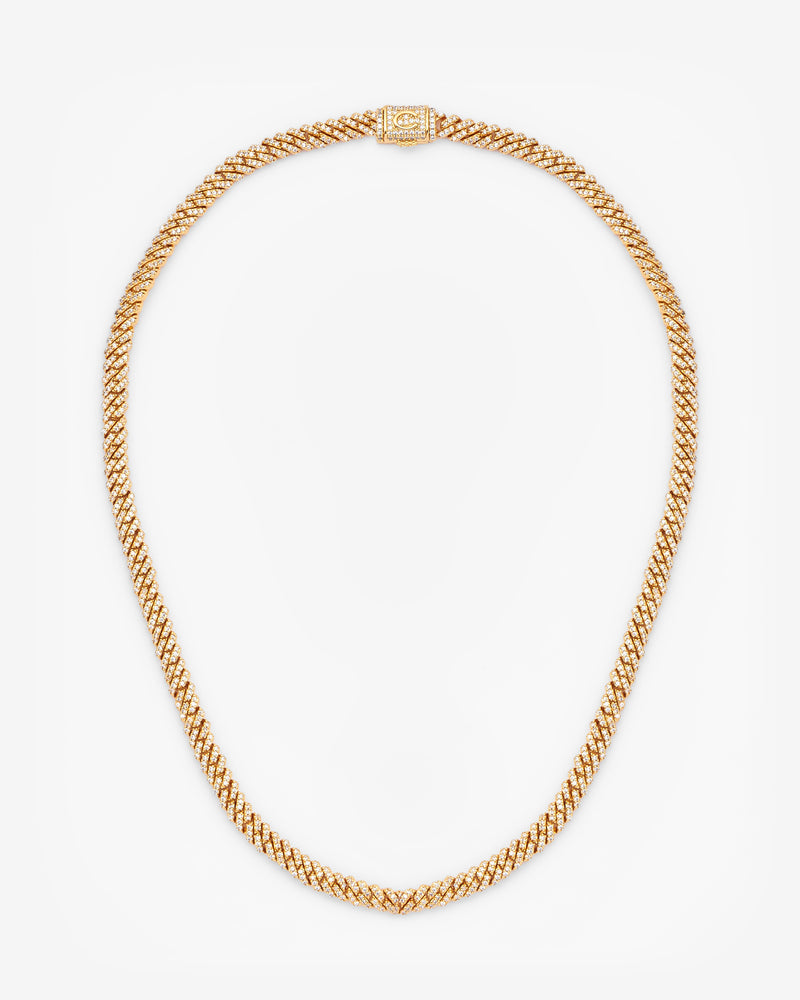 5mm Iced Prong Chain - Gold