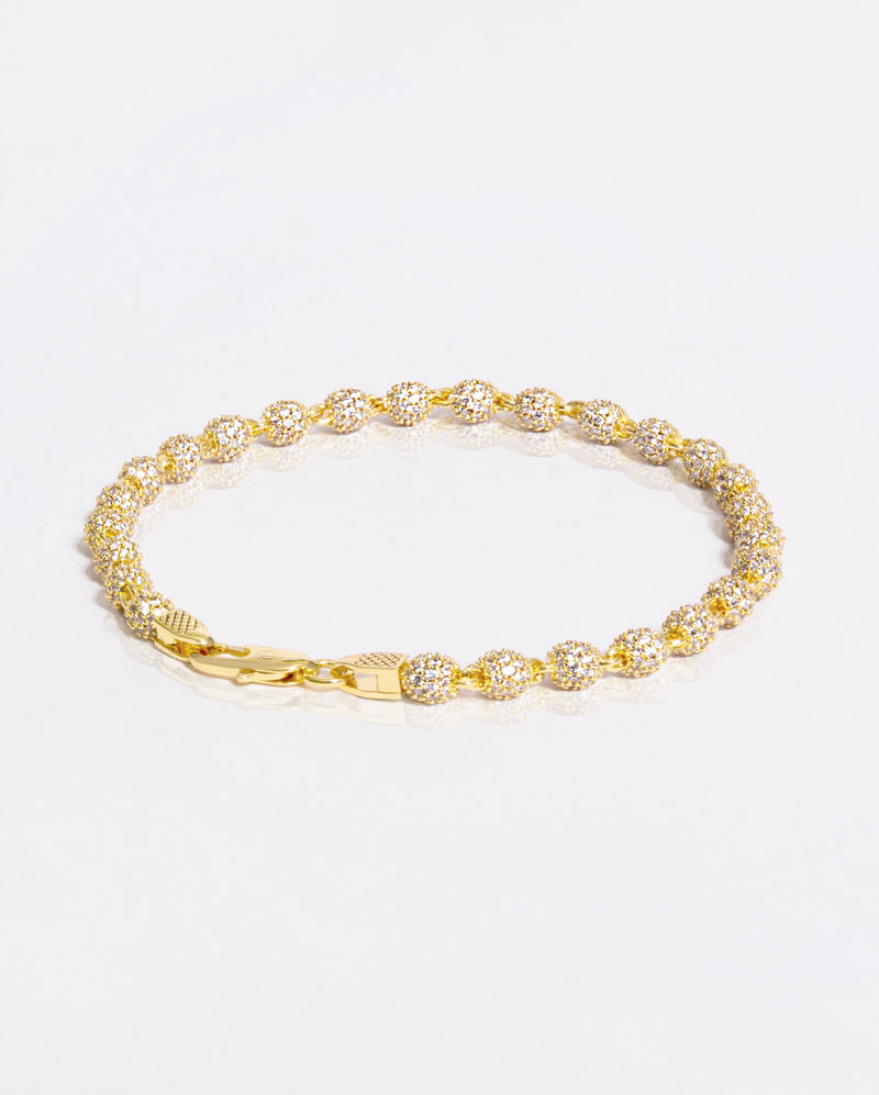 5mm Iced Ball Bracelet - Gold