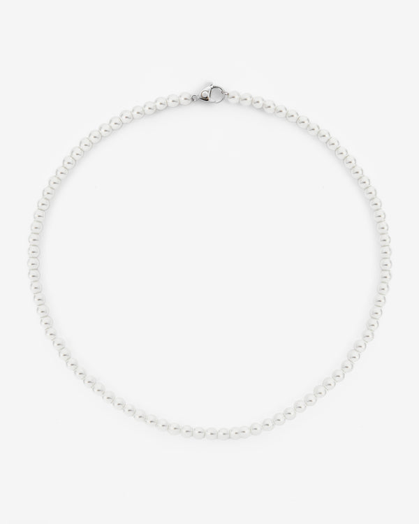 6mm Beaded Pearl Necklace - White