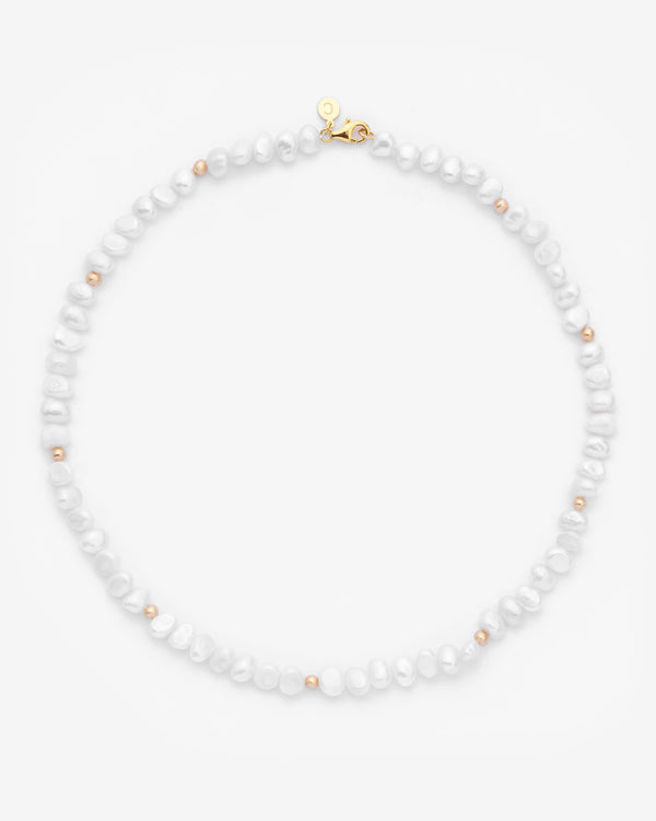 7mm Baroque Freshwater Pearl Necklace - Gold