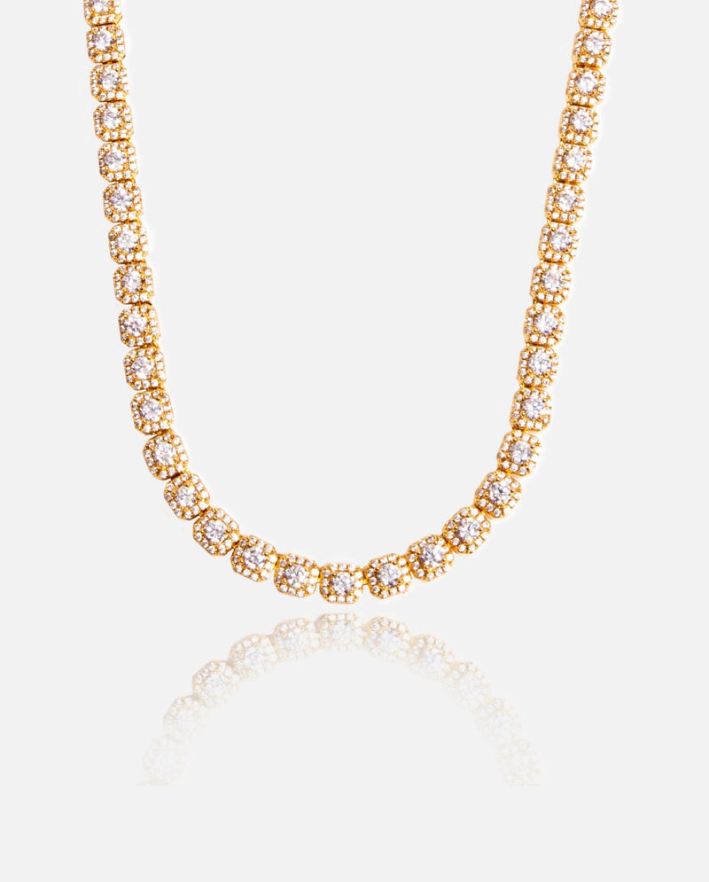 7mm Clustered Tennis Chain - Gold - Cernucci