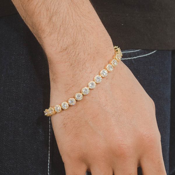 7mm Flower Tennis Bracelet - Gold - Cernucci