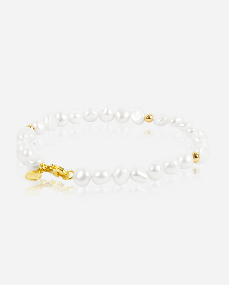 7mm Baroque Freshwater Pearl Bracelet - Gold