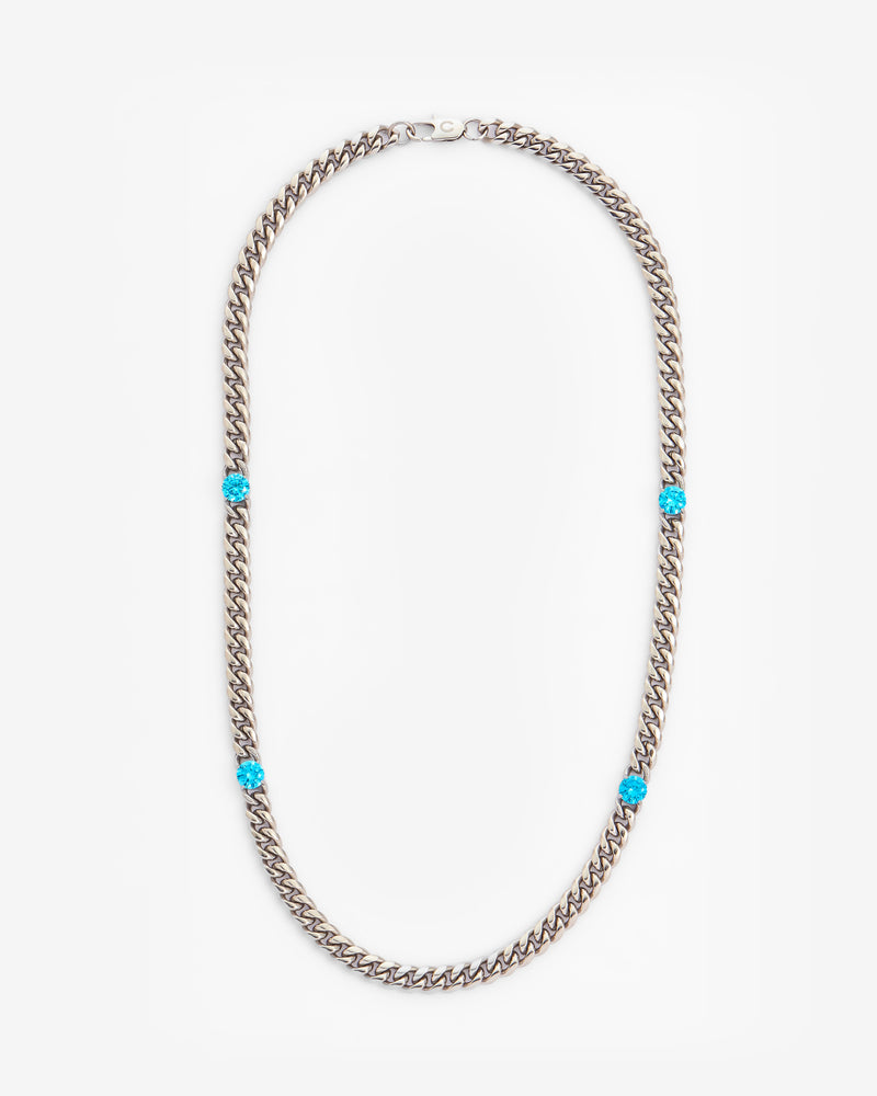 8mm Blue Stone Cuban Chain