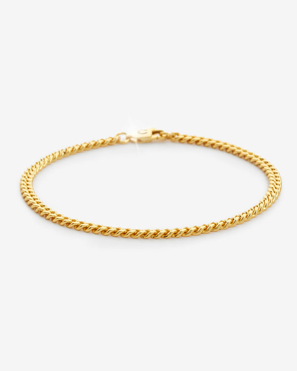 925 3mm Cuban Bracelet - Gold