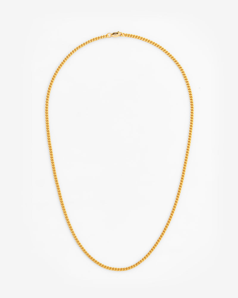 925 2.5mm Micro Cuban Chain - Gold