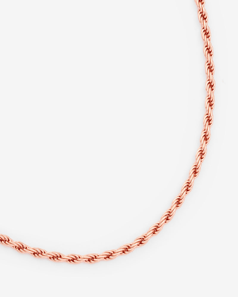 925 3mm Rope Chain - Rose Gold