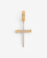 Iced Nail Cross Pendant - Gold