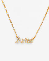 Iced Aries Zodiac Necklace - Gold