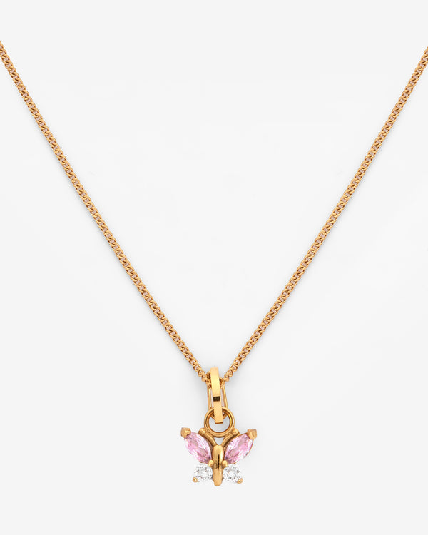 Butterfly Gem Necklace - Gold