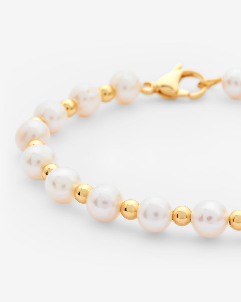 Beaded Pearl Bracelet - Gold