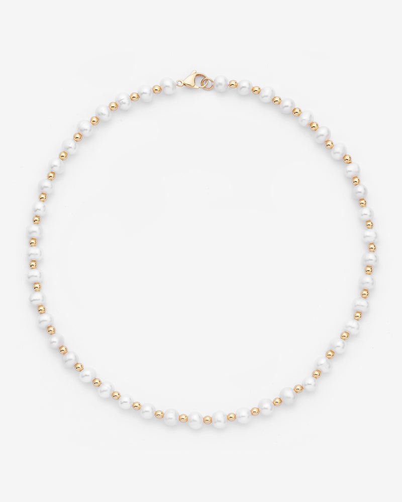 Beaded Pearl Necklace - Gold